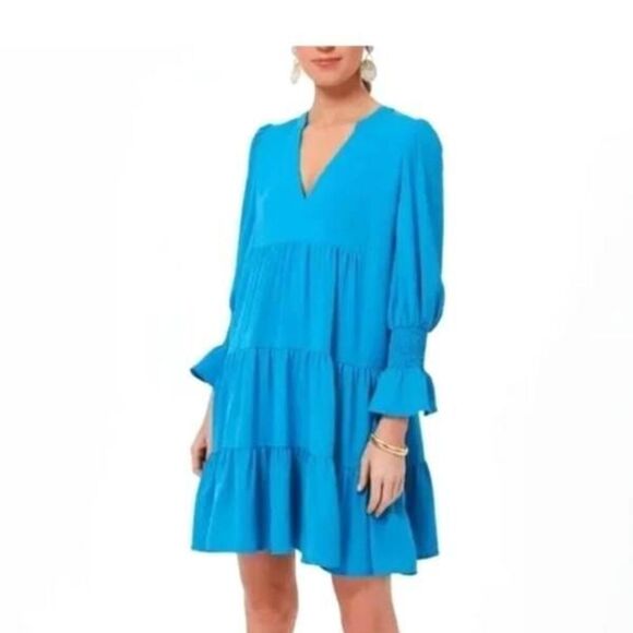 NWT Tuckernuck Pomander Place Capri Blue Crepe Kenzo Dress Sz Small - Picture 1 of 5